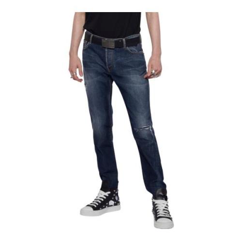 Slim-Fit Jeans met Voorste Scheuren John Richmond , Blue , Heren