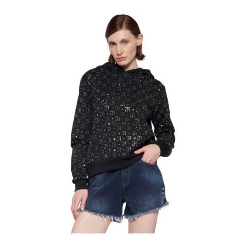 Glamour Sequin Logo Hoodie John Richmond , Black , Dames