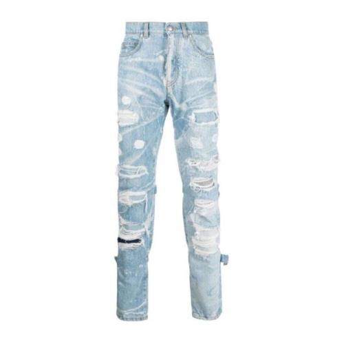 Slim Fit Jeans in 100% katoen met distressed effect John Richmond , Bl...