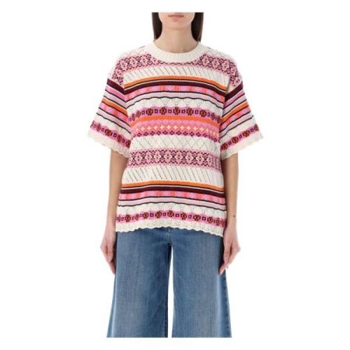 Gezellige en stijlvolle Fairisle trui met korte mouwen Kenzo , Pink , ...