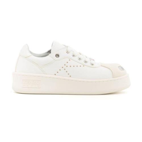 Witte Leren Lage Sneakers Kenzo , White , Dames