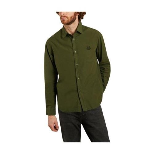 Casual Katoenen Khaki Overhemd met Tijgerembleem Kenzo , Green , Heren