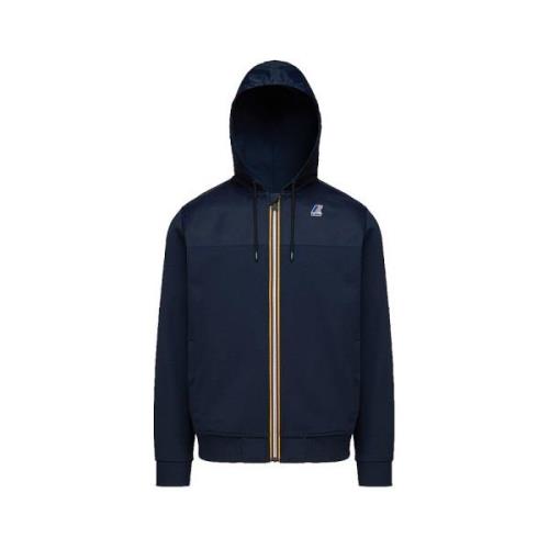 Blauwe Katoenmix Rits Hoodie K-Way , Blue , Heren