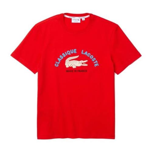 Franse biologische rode geborduurde T-shirts Lacoste , Red , Heren