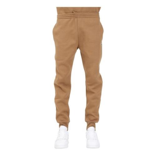 Heren Camel Sweatpants, Slim Fit, Geribbelde Enkels Lacoste , Brown , ...