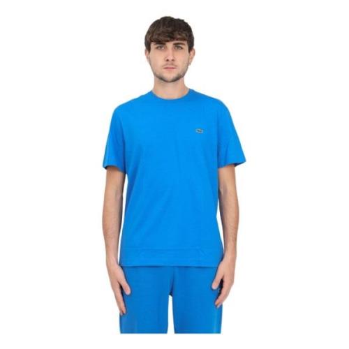 Blauw Heren T-shirt met Krokodil Patch Lacoste , Blue , Heren