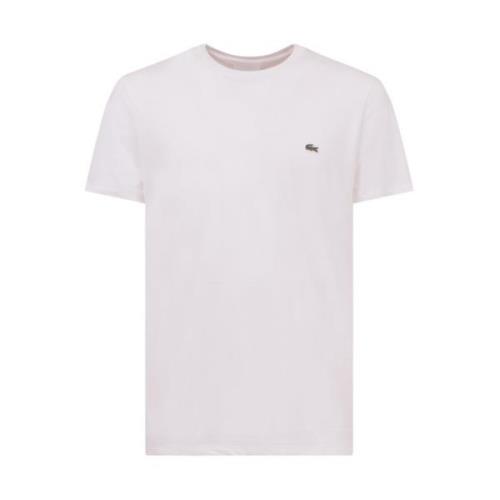 Witte T-shirts en Polos met geborduurd logo Lacoste , White , Heren