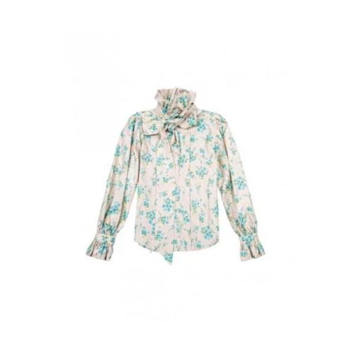 Zijden blouse met bloemenprint - Ivoor, Maat 2 Marc Jacobs , Green , D...