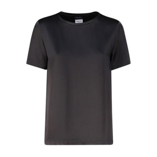 Blauwe Crew Neck Satijnen T-shirt Max Mara , Black , Dames