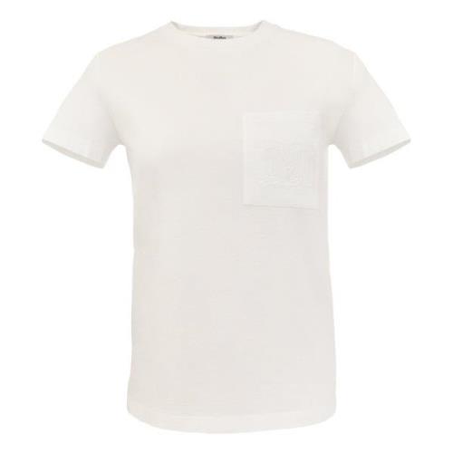 Tijdloos Wit T-Shirt met Borstzakje Max Mara , White , Dames
