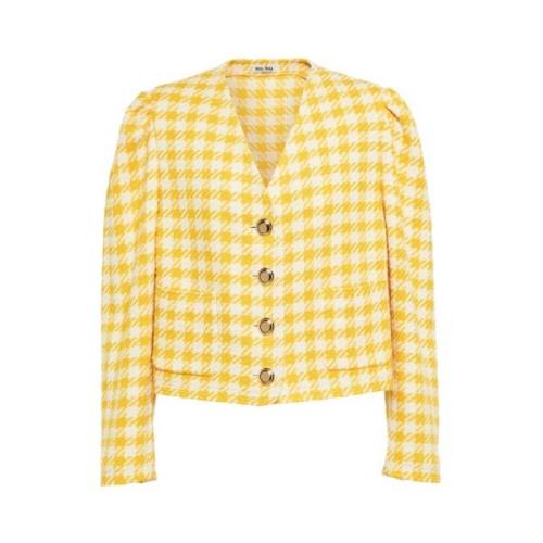 Elegante Tweed Cropped-Jack Miu Miu , Yellow , Dames
