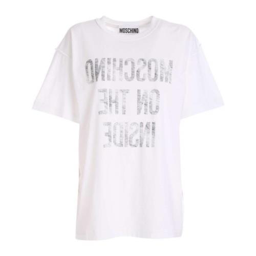 Wit Inside Out T-Shirt voor Vrouwen Moschino , White , Dames