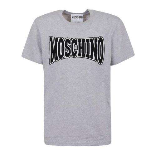Grijs Geborduurd Logo T-Shirt Moschino , Gray , Heren