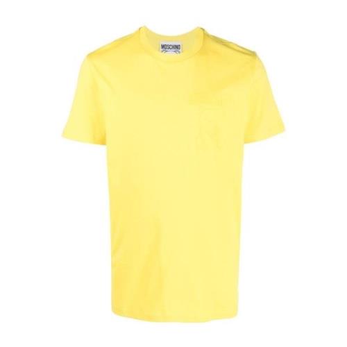 Geel Logo-Print T-Shirt voor Heren Moschino , Yellow , Heren