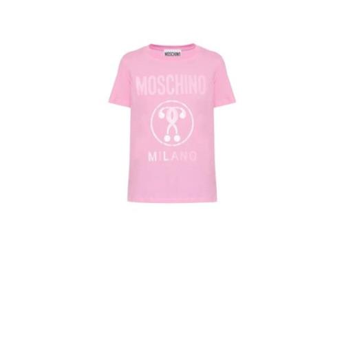 Dubbele Vraag Milan Logo T-shirt Moschino , Pink , Dames