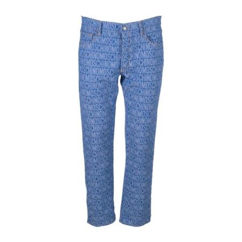 Logo Denim Broek Moschino , Blue , Heren