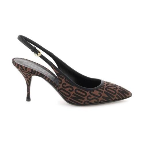Luxe Jacquard Slingback Pumps Moschino , Brown , Dames