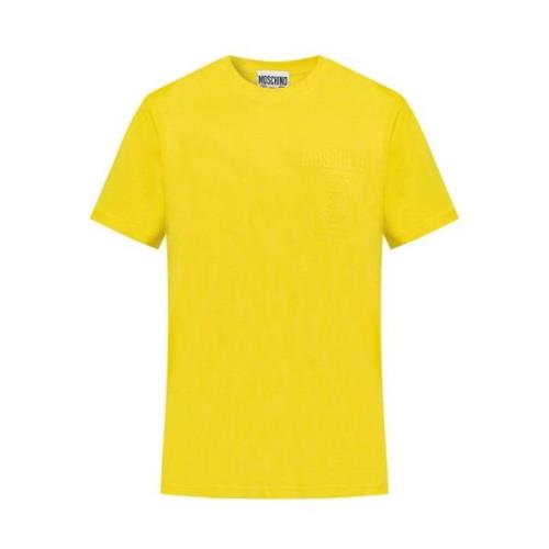 Logo Grafische Katoenen T-shirt Moschino , Yellow , Heren