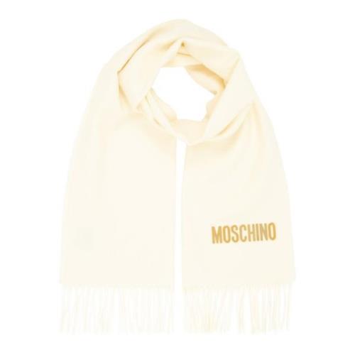 Wollen Sjaal, Blijf warm en elegant deze winter Moschino , White , Dam...