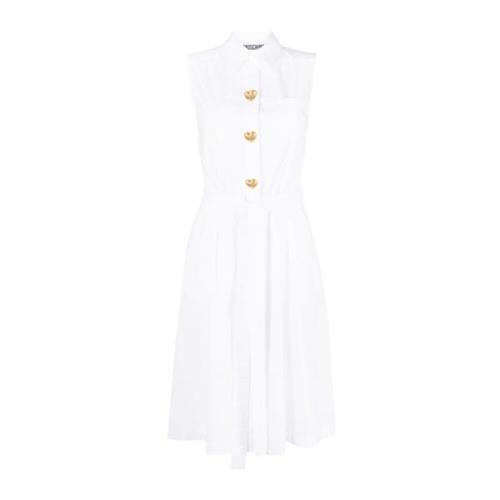 Stijlvolle Mouwloze Katoenen Overhemdjurk Moschino , White , Dames