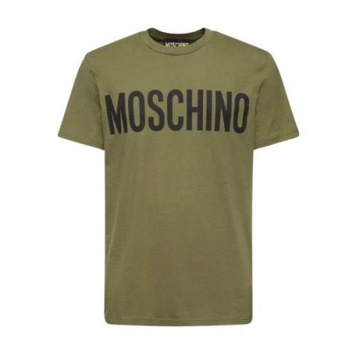 Katoenen T-shirt met logo print - Groen Moschino , Green , Heren