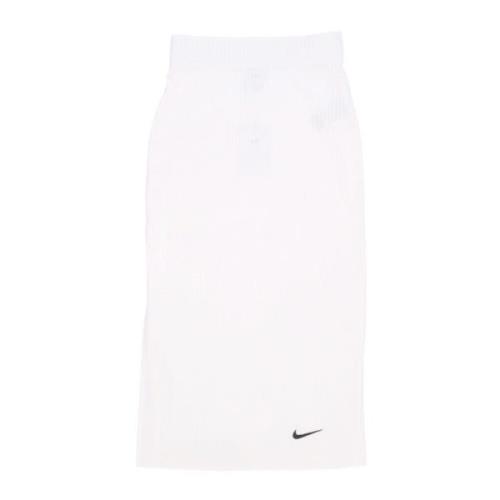 Geribbelde Jersey Rok voor Dames Nike , White , Dames