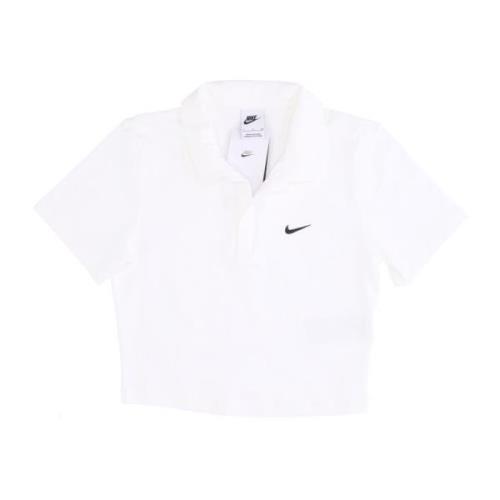 Essentiële Polo Crop Top Nike , White , Dames