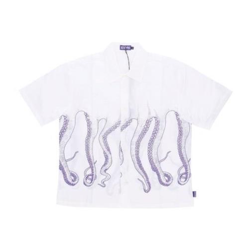 Short Sleeve Shirts Octopus , White , Heren
