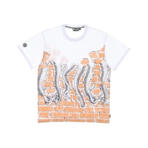 T-shirt stenen T-shirt Octopus , White , Heren