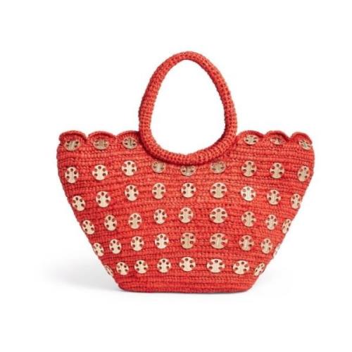 Moderne Dames Handtas - Basket Tote #M884 Paco Rabanne , Red , Dames