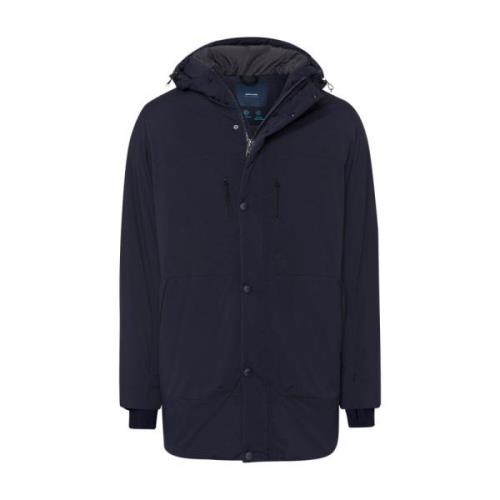 Donkerblauwe Winterjas met Rits en Knoop Pierre Cardin , Blue , Heren