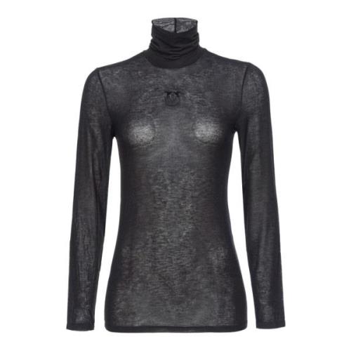 Turtleneck met Love Birds borduursel Pinko , Black , Dames