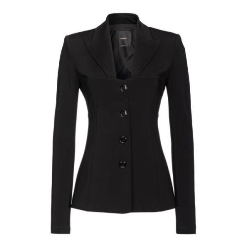 Slim-Fit Technische Stof Blazer Pinko , Black , Dames