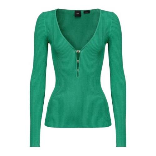 Lange mouwen blouse met V-hals Pinko , Green , Dames