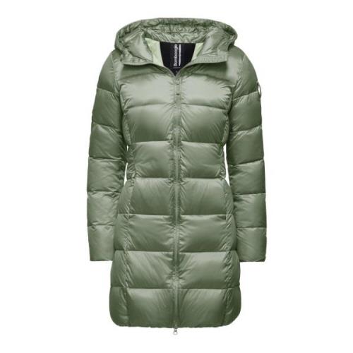 Heldere Nylon Donsjas met Getailleerde Snit BomBoogie , Green , Dames