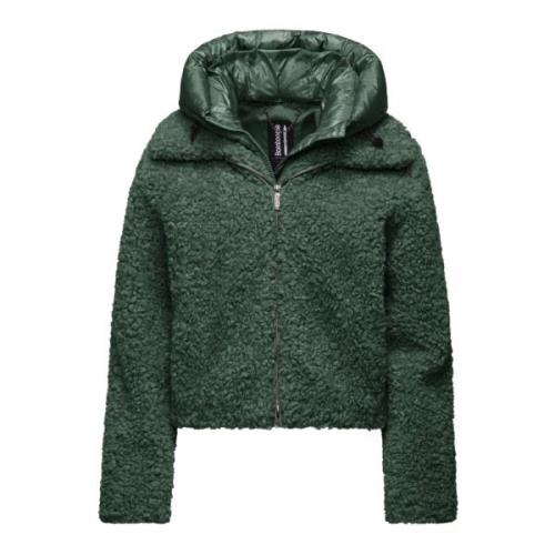 Korte Sherpa Fleece Hoodie Jas BomBoogie , Green , Dames