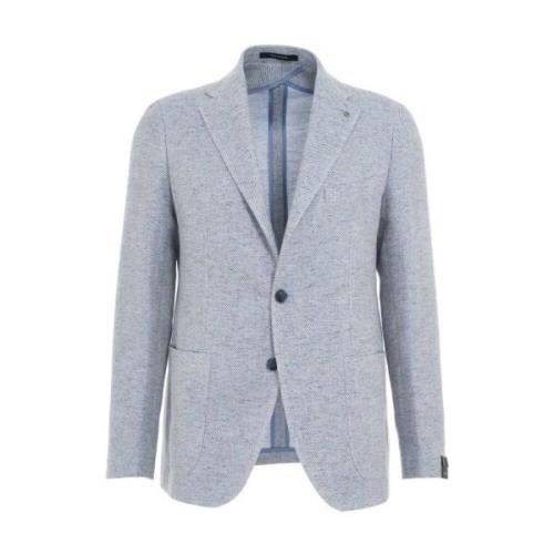 Blauwe Ss23 Blazer en Cargo Broek Set Tagliatore , Blue , Heren