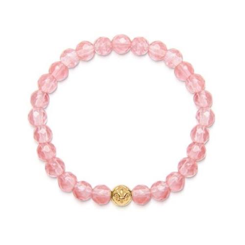 Women`s Wristband with Cherry Quartz and Gold Nialaya , Pink , Dames