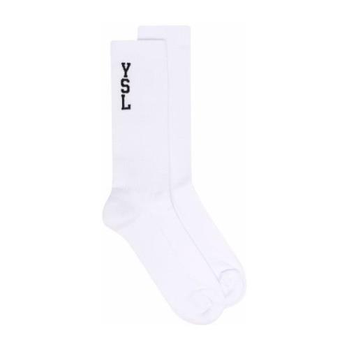 Iische YSL Initialen Heren Sokken in Wit Saint Laurent , White , Heren