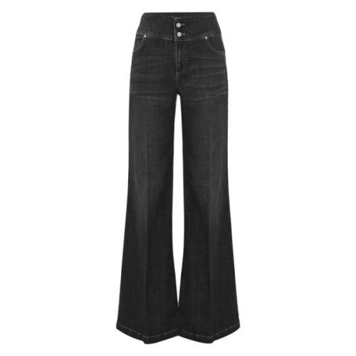 Uitlopende jeans met hoge tailleband Kocca , Black , Dames