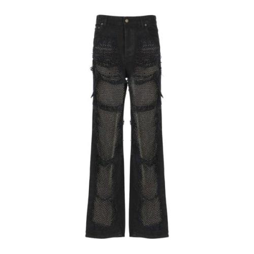 Zwarte katoenen jeans met kristallen inzetstukken Darkpark , Black , D...