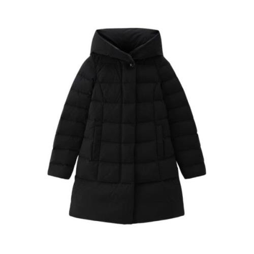 Zwarte gewatteerde parka met functioneel ontwerp Woolrich , Black , Da...