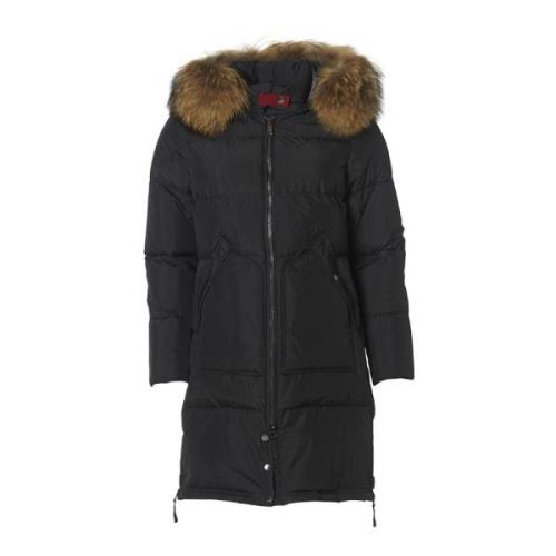 Functionele Donsjas met Echte Bontkraag Danwear , Black , Dames