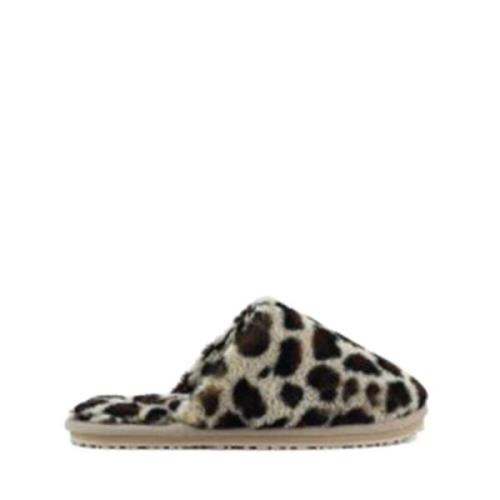 Casual Leather Slippers Mou , Beige , Dames