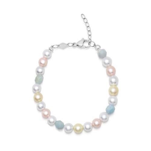 Women`s Pearl Bracelet with Faceted Amazonite Nialaya , Gray , Dames