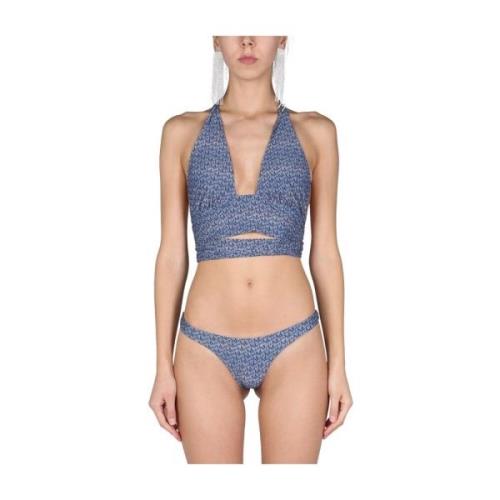 Bikini Top met Logo Print Magda Butrym , Blue , Dames