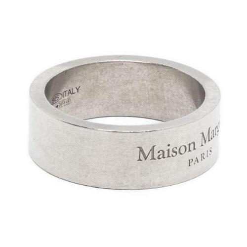 Logo-gegraveerde zilveren bandring Maison Margiela , Gray , Heren