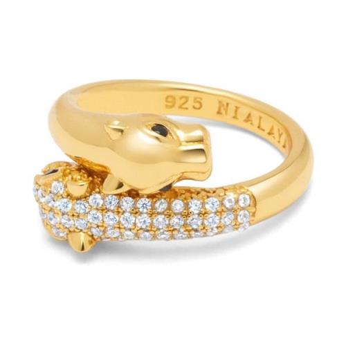 Gouden Twisted Panther Ring met CZ Diamanten Nialaya , Yellow , Dames