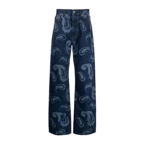 Wijde Paisley Print Denim Jeans Jacquemus , Blue , Heren