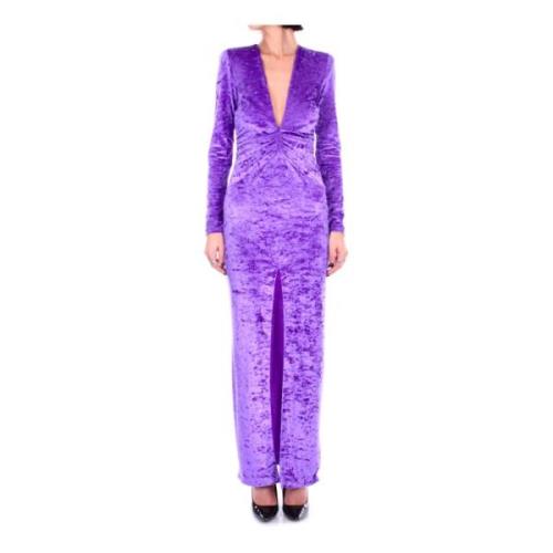 Paarse Jurk met Hoge Split Amen , Purple , Dames